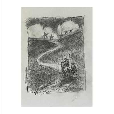 Don Quijote, Sancho Panza y los molinos 21.XI.23